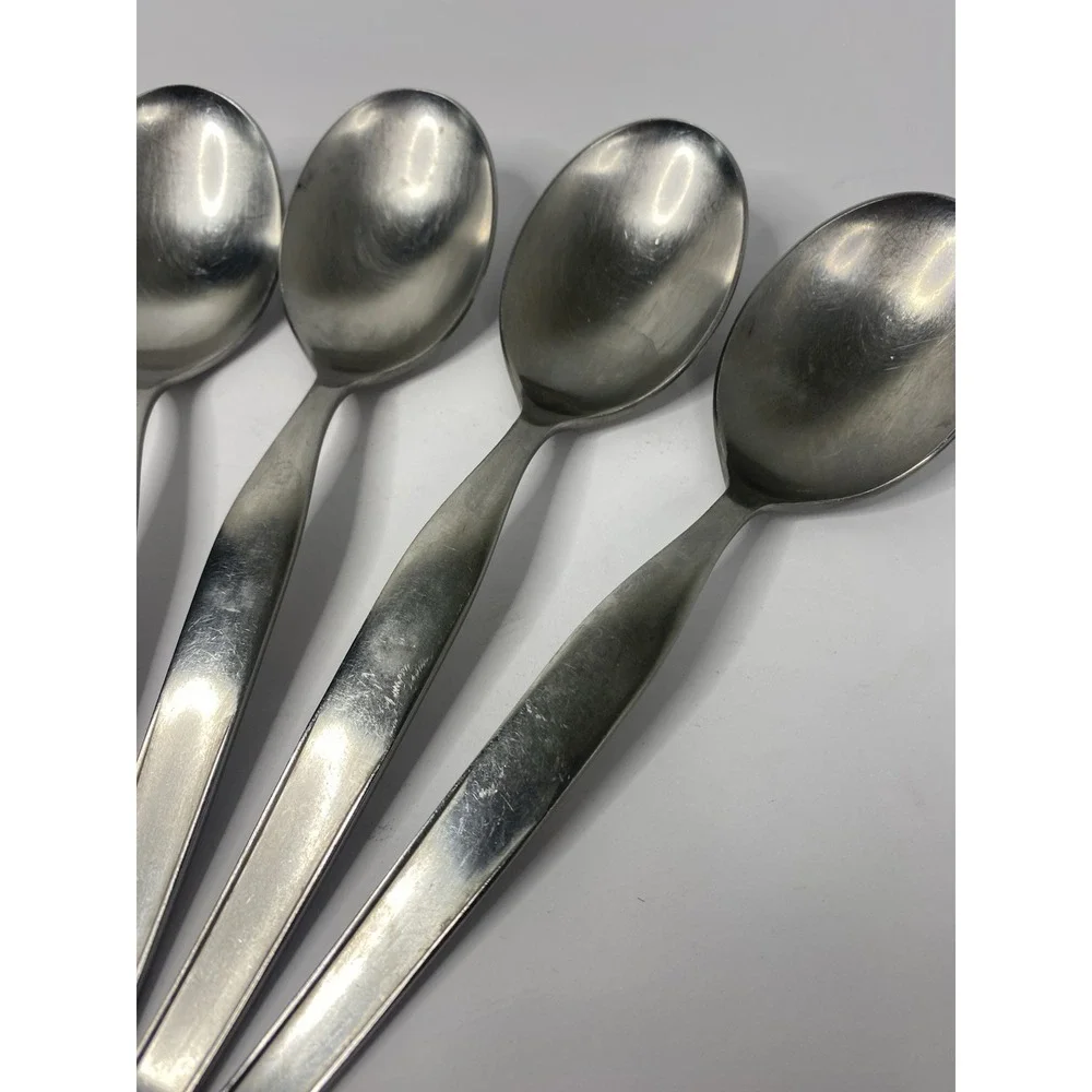 Noritake Fantasy Oval Soup Spoons Stainless Flatware 7